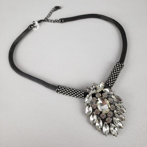 Black & Silver Rhinestones Statement Necklace - Picture 3 of 3